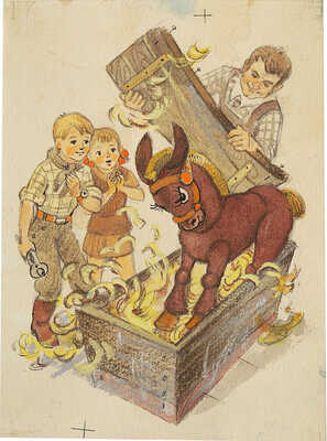 Владимирский Леонид Викторович. Иллюстрация (рис. 113) к первому изданию на немецком языке книги А. Волкова «Огненный бог Марранов» [Wolkow A. Der Feuergott der Marranen Illustrationen von